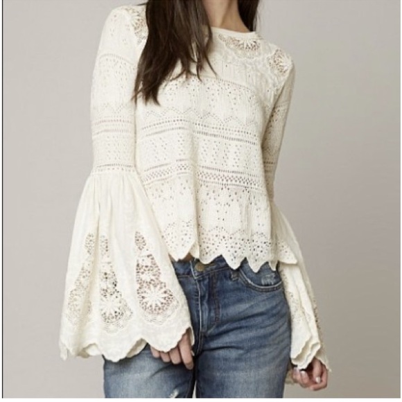 Free People Once Upon a Time Bell Sleeve Top - Picture 2 of 11